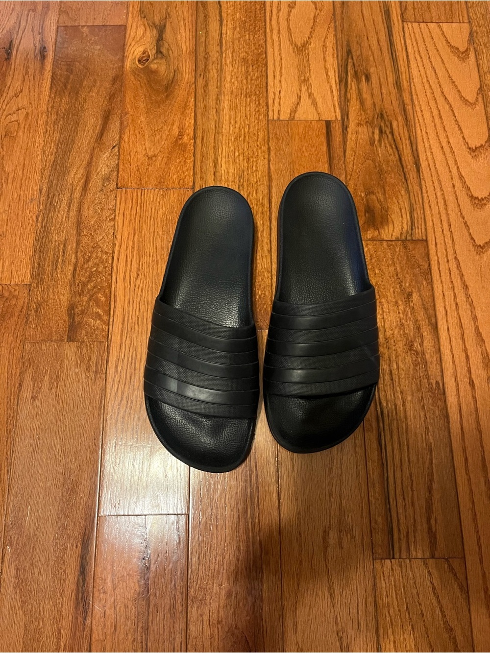 adidas Black Men's Slide Sandals with Ribbed Strap